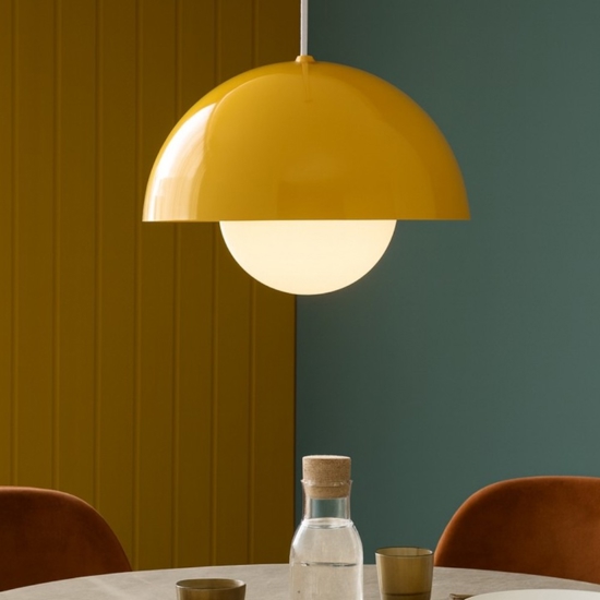 Lampadario per isola penisola cucina ocra a cupola 27 cm